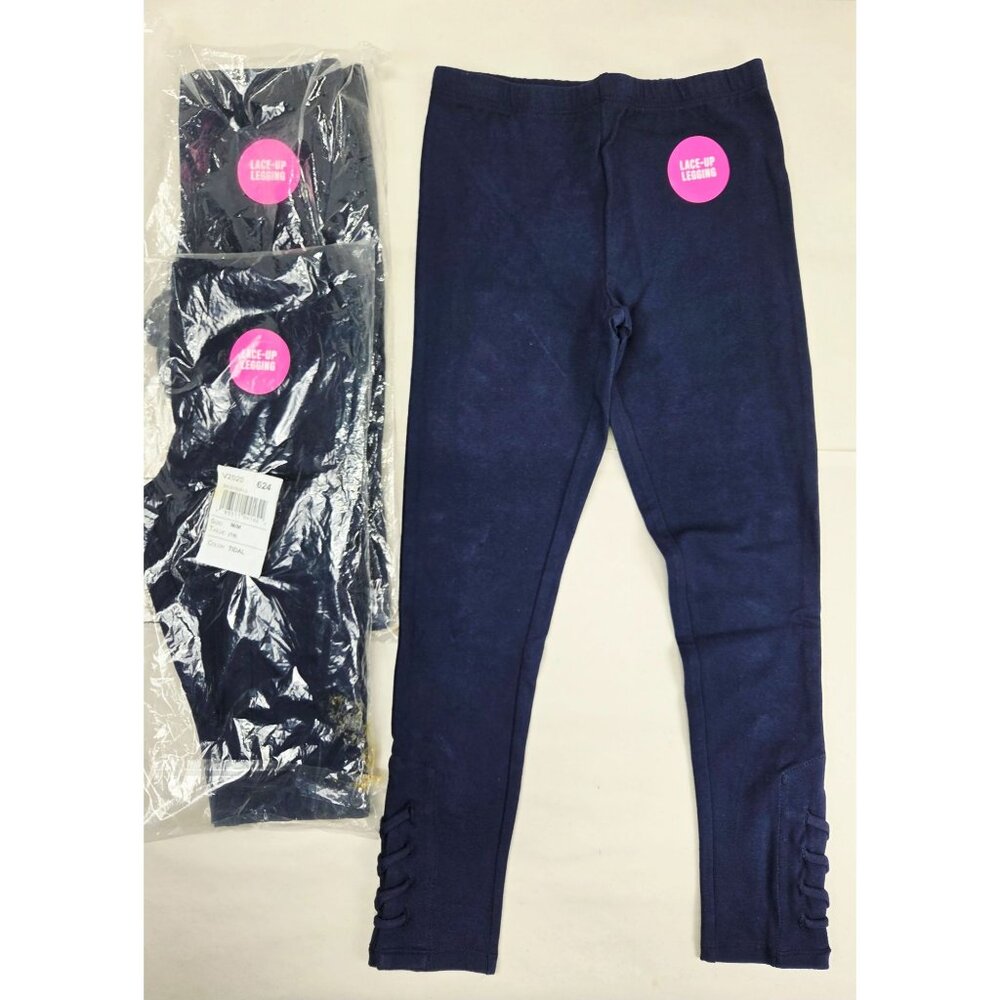 3 Childrens Place Leggins Navy Lace-Up Medium Cotton/Spandex New with Tags